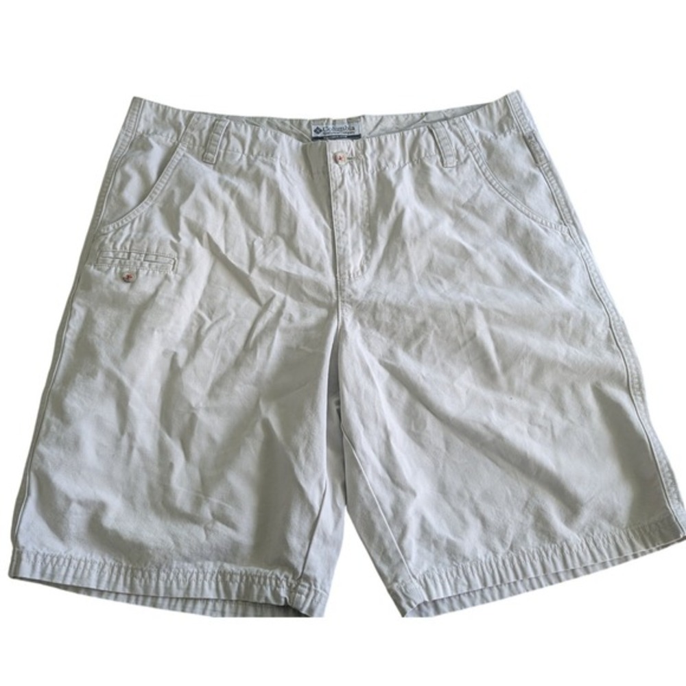 Columbia Womens Khaki Cotton Twill Hiking Shorts Size 12 Beige‎ 9 Inch Inseam